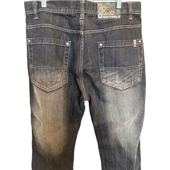 Southpole Y2K Baggy Wide Leg Jeans Men's Size 36 Black Denim - Picture 4 of 6